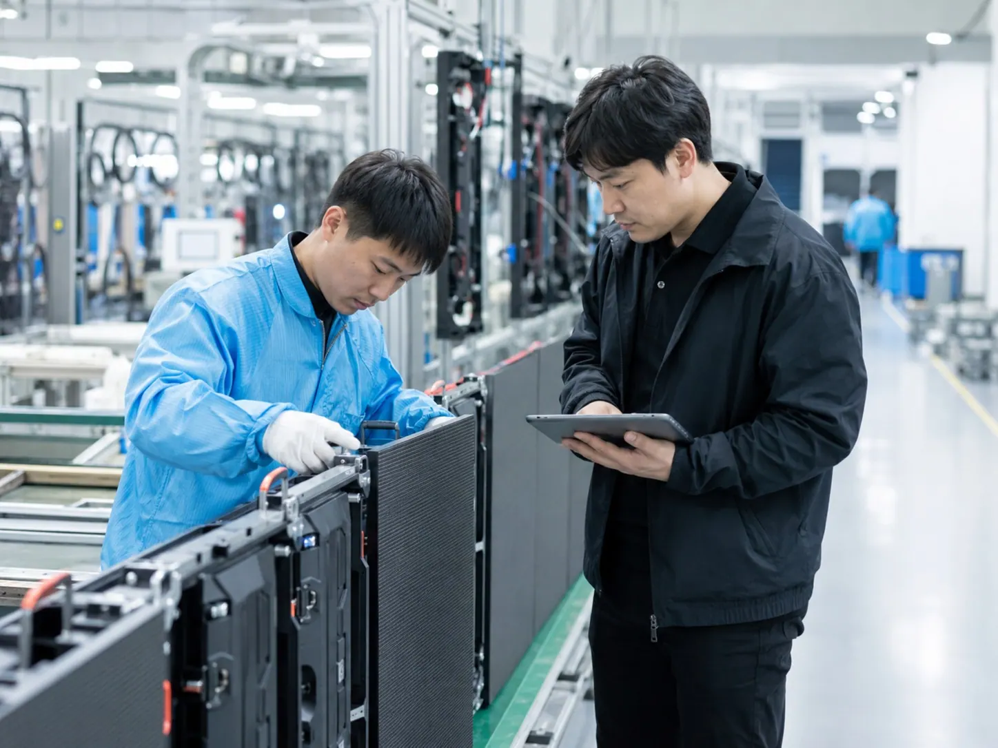 Checking cabinet assembly on a partner production line