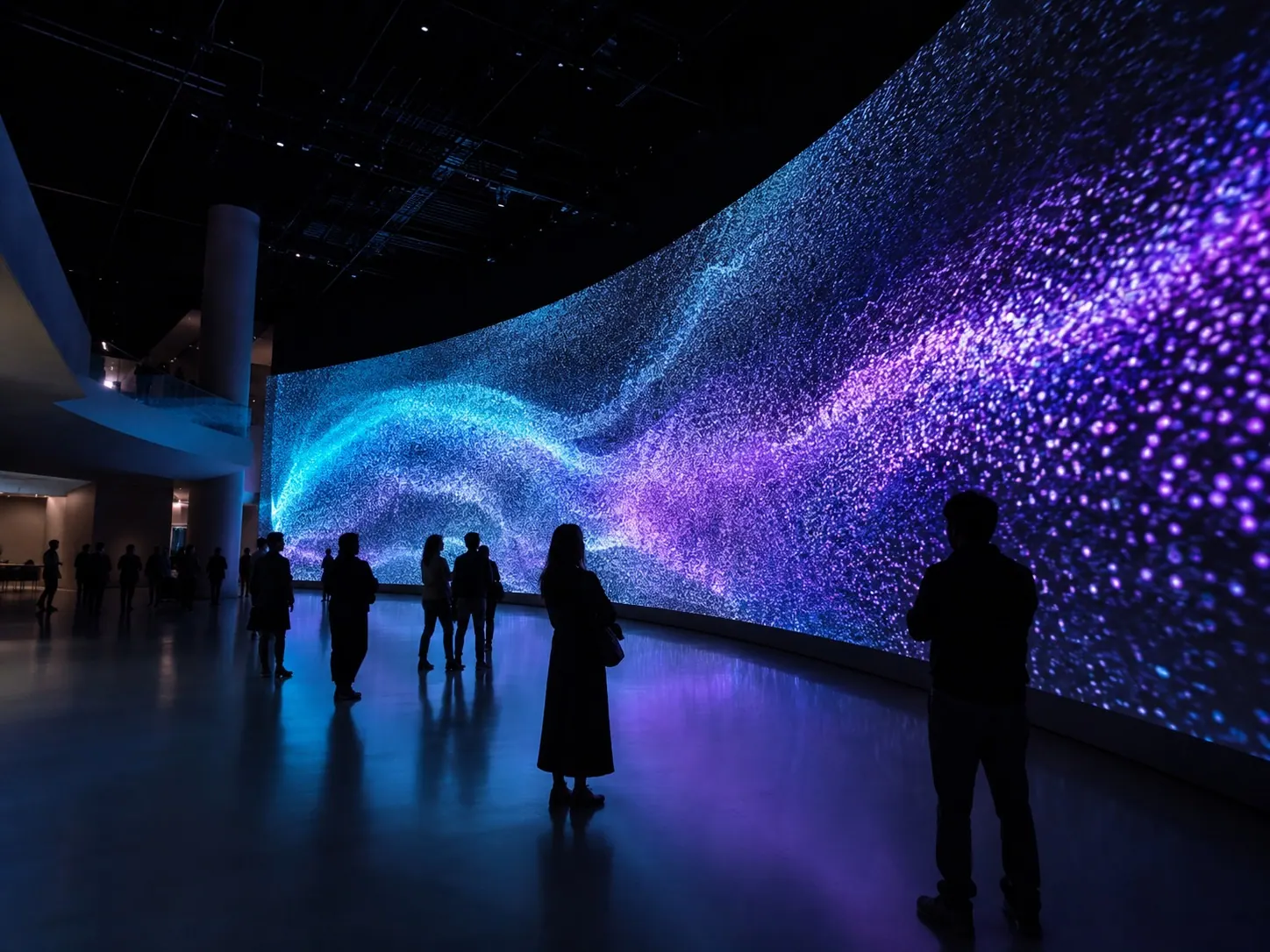 Generative content on a curved LED wall