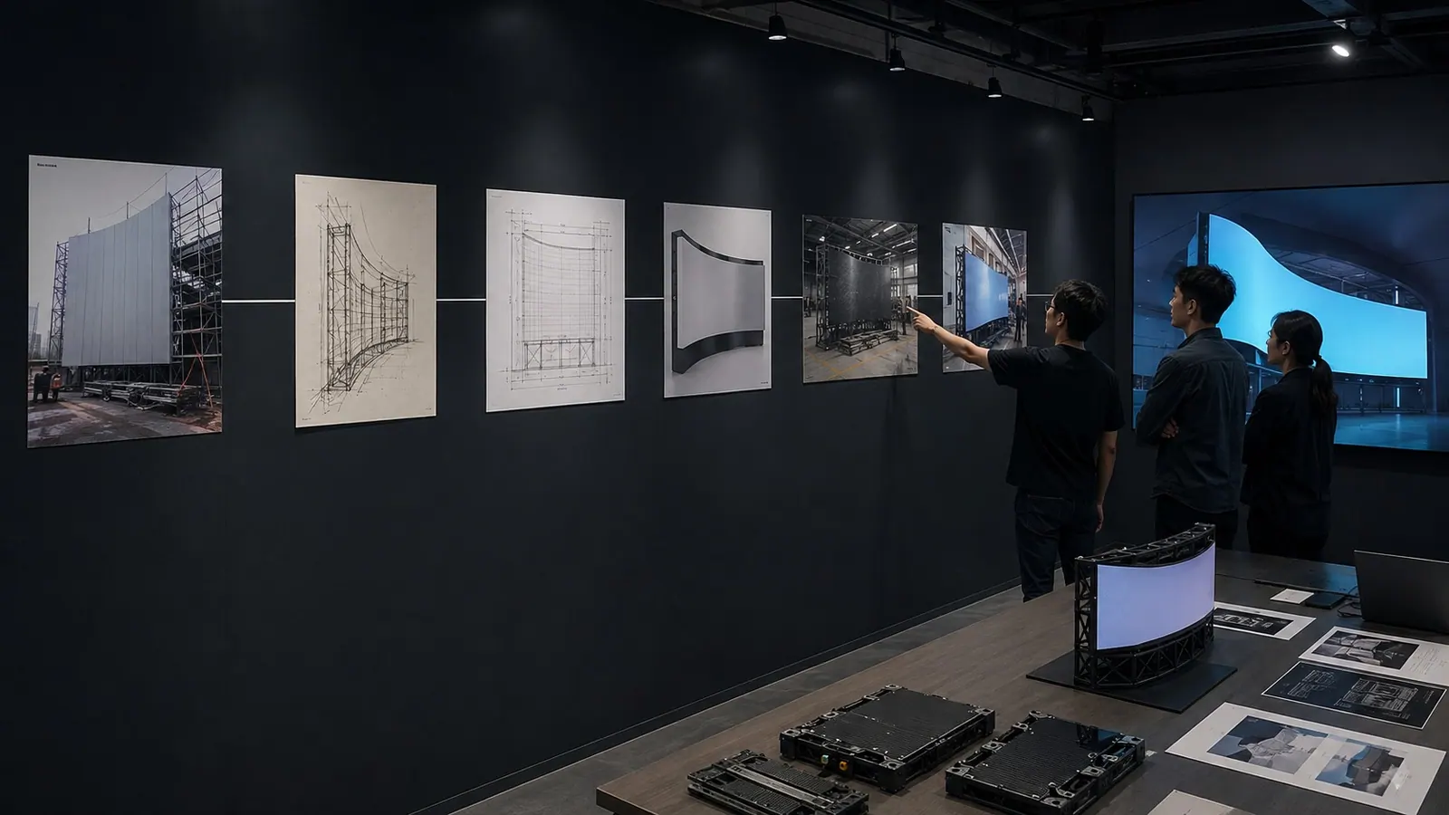 Project review pin-up wall from sketch to completion
